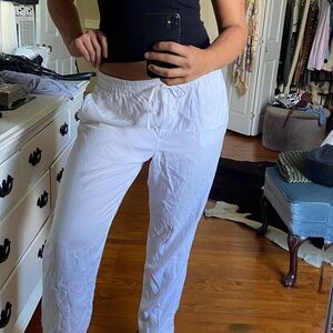 Talbots White Track Pants with Elastic Waistband